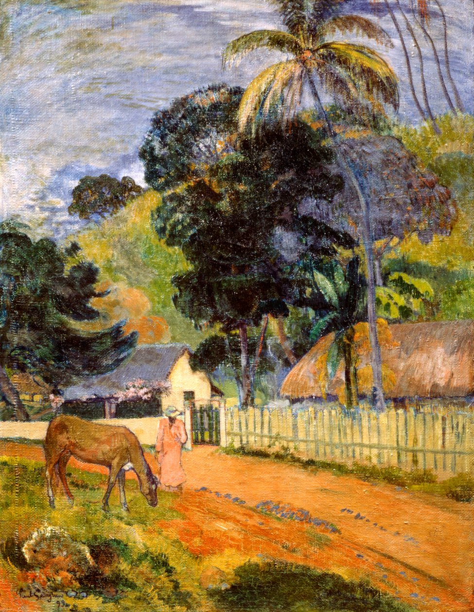 Horse on Road, Tahitian Landscape, 1899 av Paul Gauguin