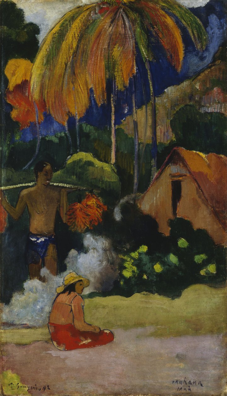 Landskap på Tahiti (Mahana Maà) av Paul Gauguin