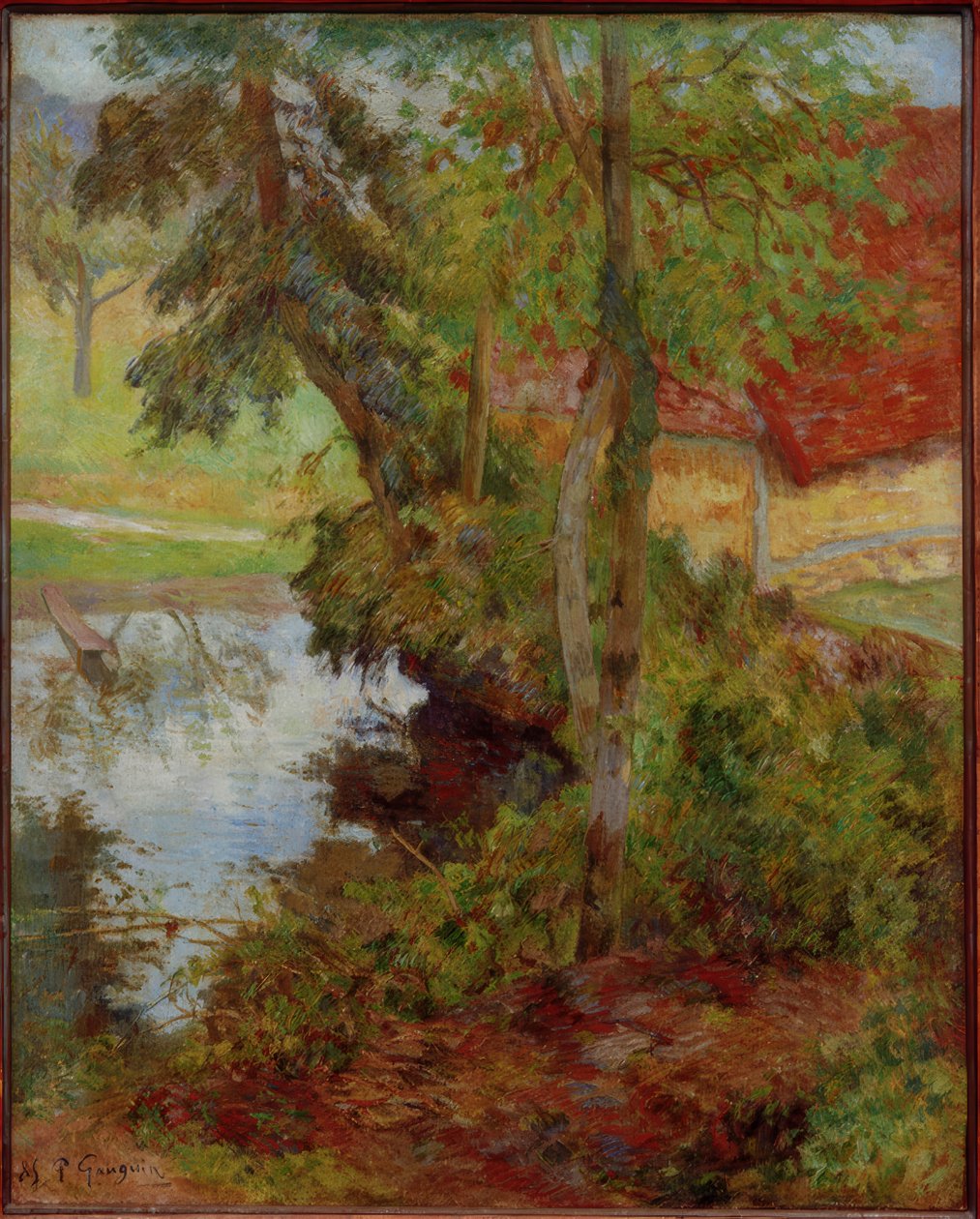 Landskap med rødt tak av Paul Gauguin