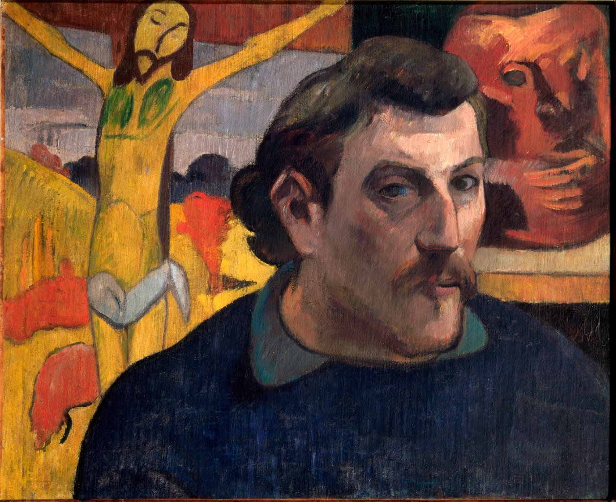 Selvportrett med gul Kristus av Paul Gauguin
