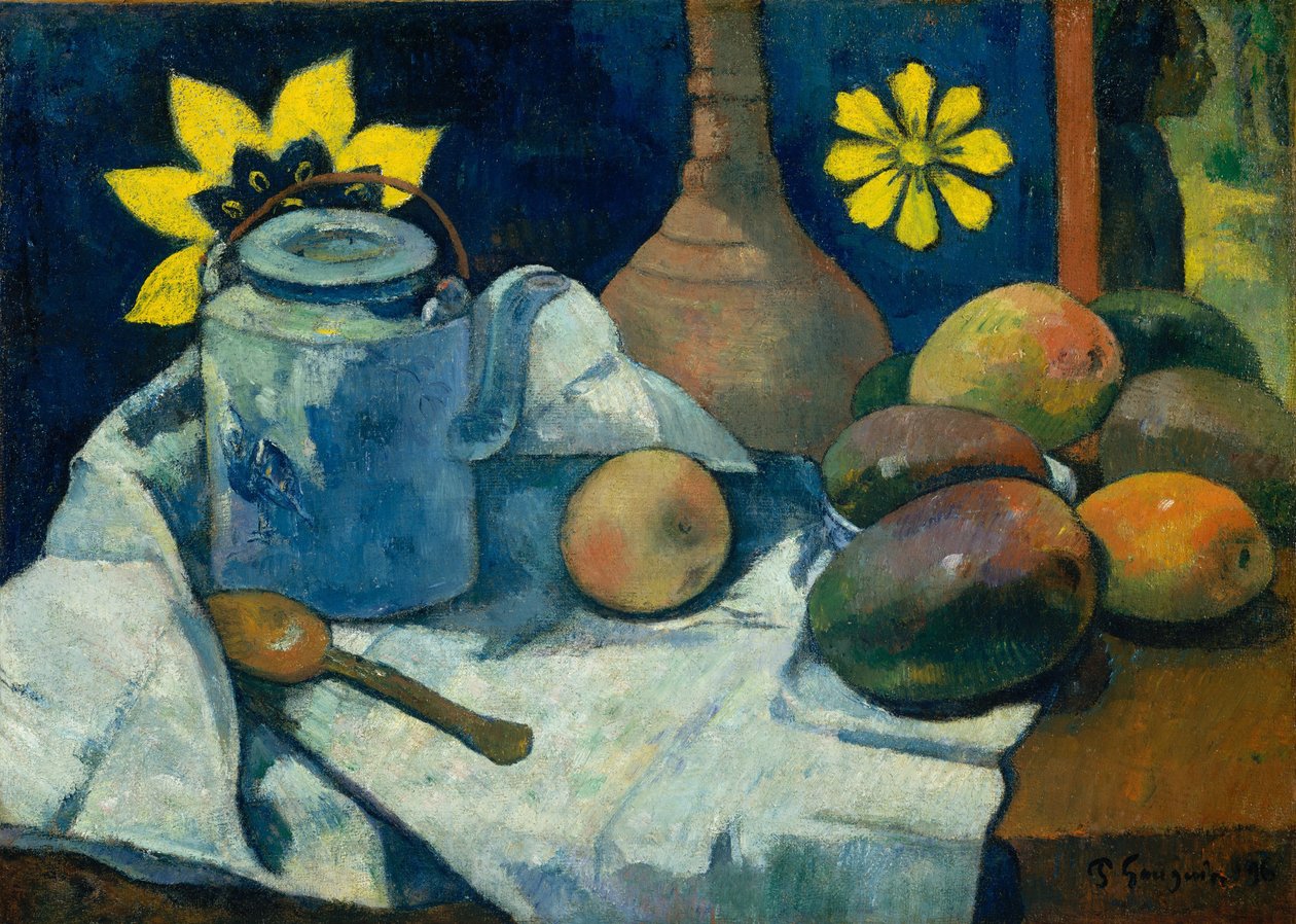 Stilleben med tekanne og frukt, 1896 av Paul Gauguin