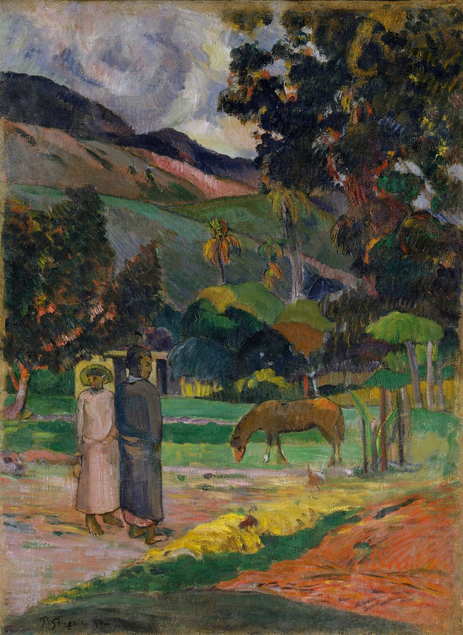 Tahitisk landskap av Paul Gauguin