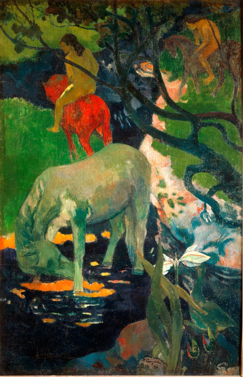 Den hvite hesten (olje på lerret av Paul Gauguin