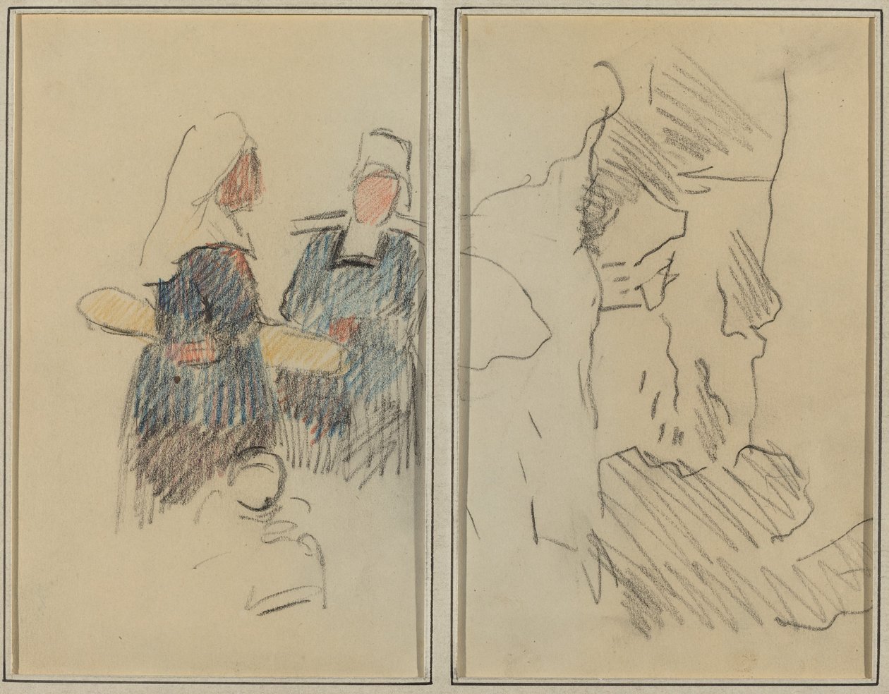To bretonske kvinner; Landskap [recto] av Paul Gauguin