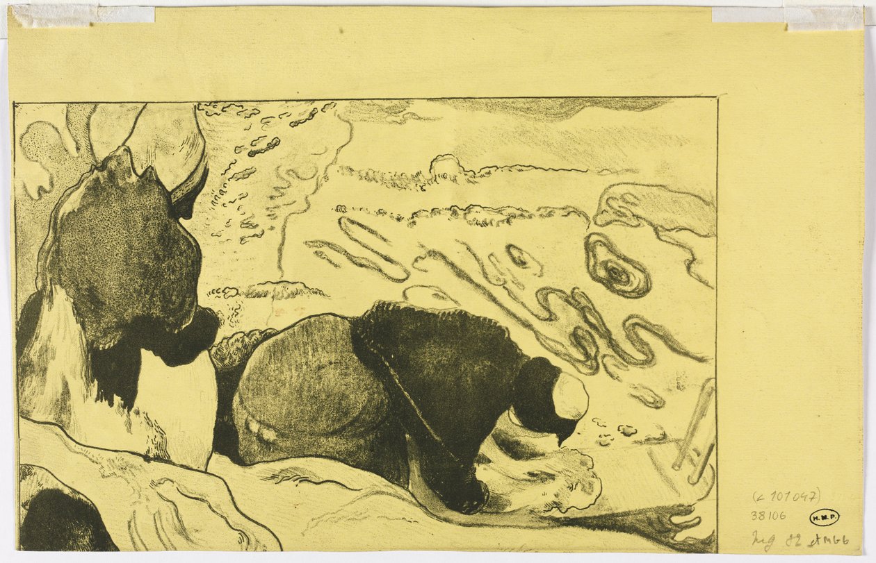 Volpini Suite: Kvinner som vasker klær (verso) av Paul Gauguin