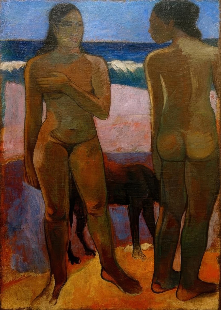 To tahitiske kvinner på stranden av Paul Gauguin