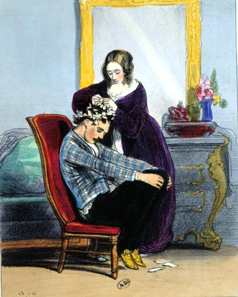 Martyrene (farge litho) av Paul Gavarni