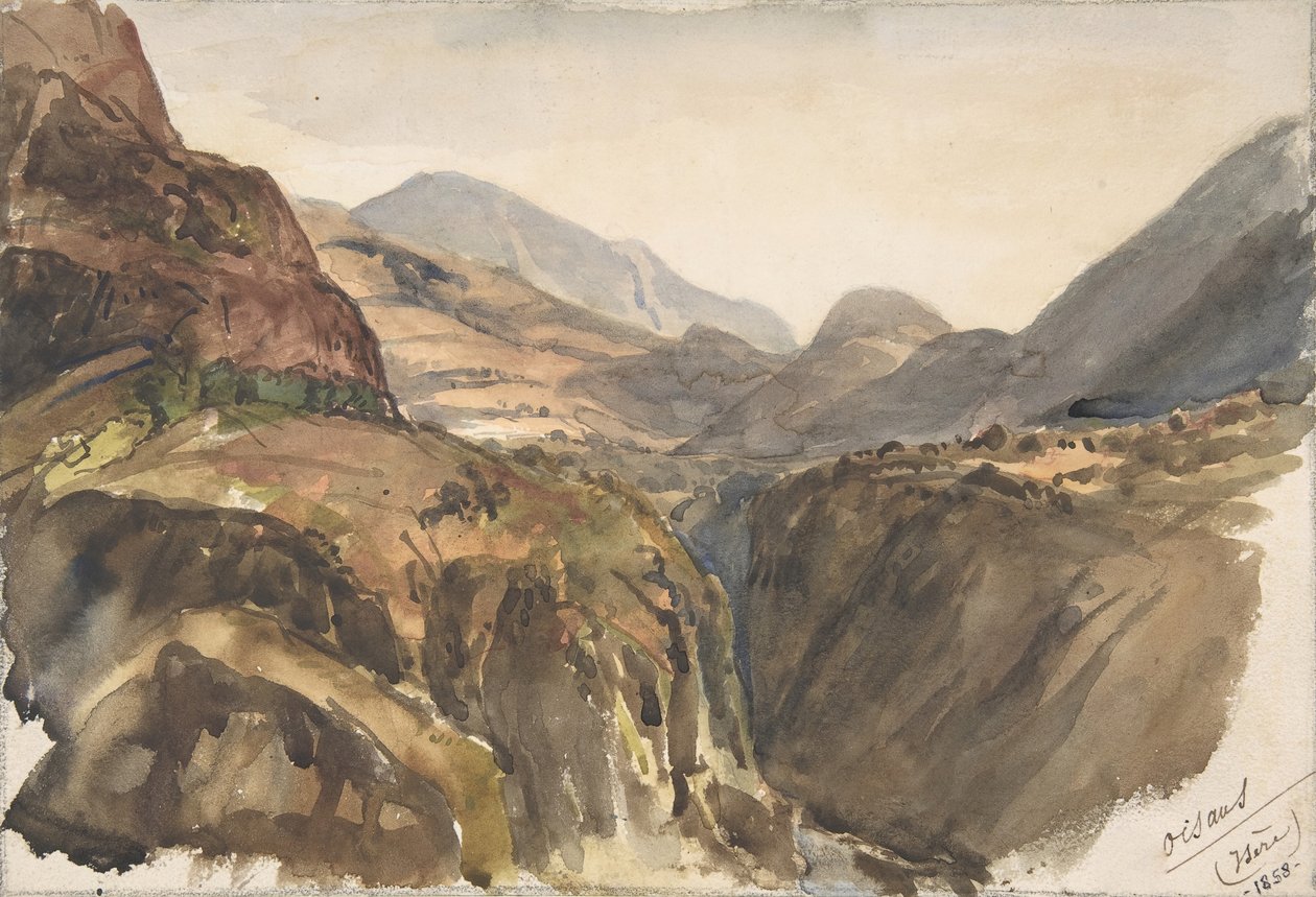Fjellutsikt ved Oisans Isère, 1858. av Paul Huet