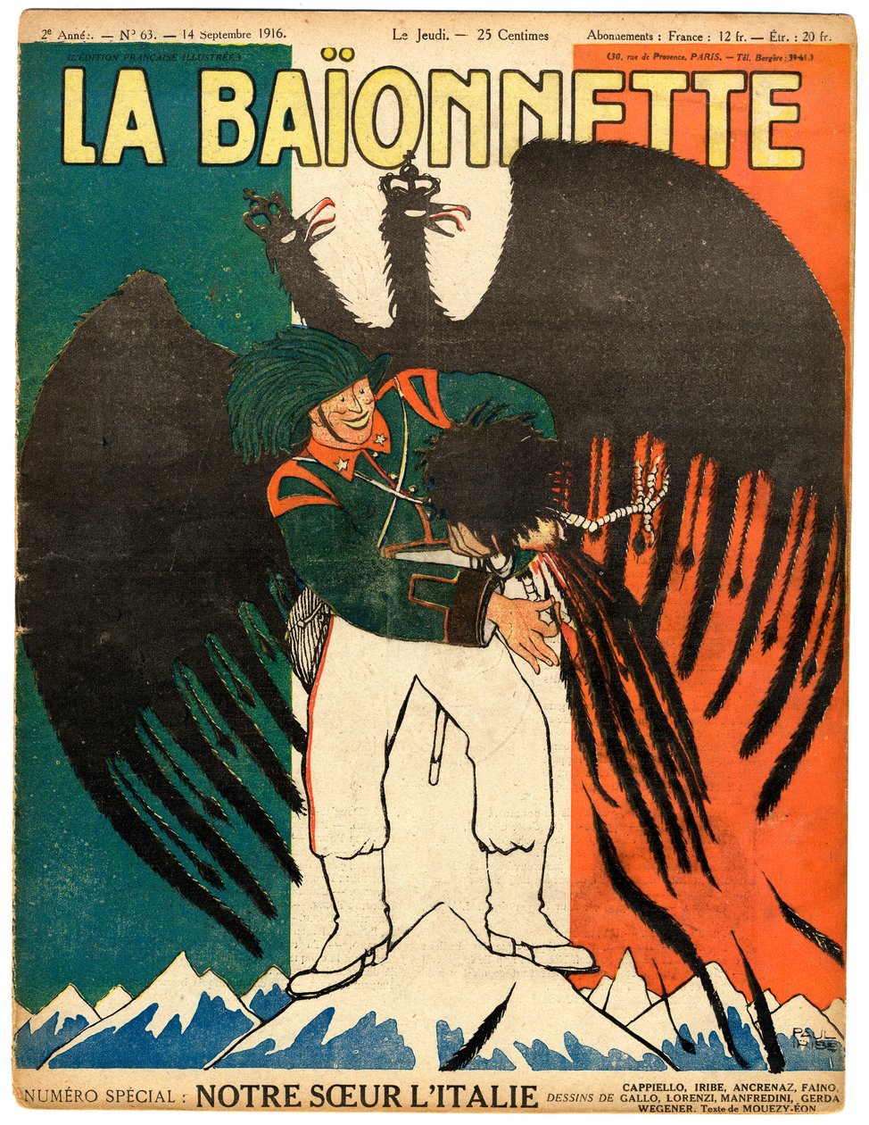 Cover av "" La Baionnette"", Satirical in Colors av Paul Iribe