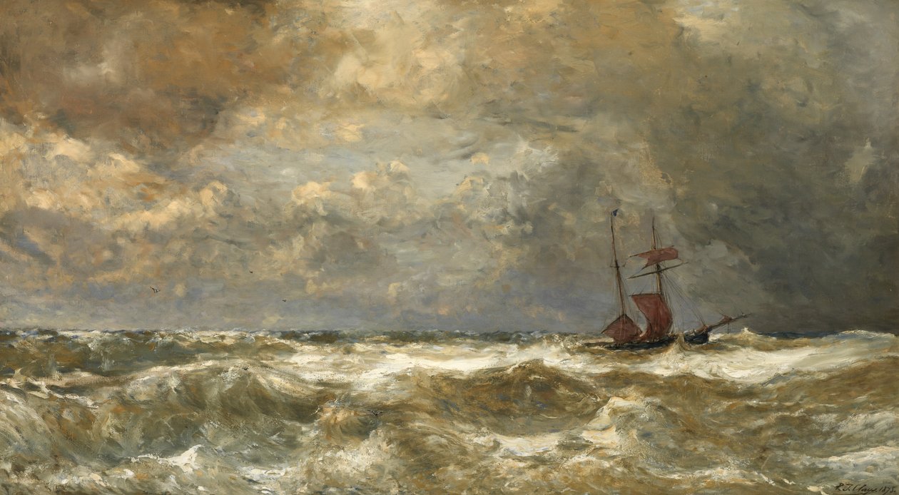 Rough Sea (olje på lerret) av Paul Jean Clays