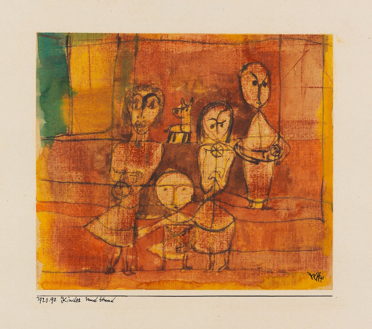 Barn og hund, 1920. av Paul Klee