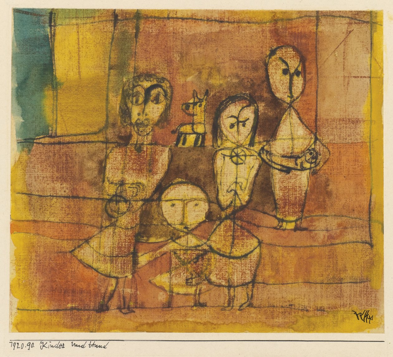 Barn og hund, 1920 av Paul Klee