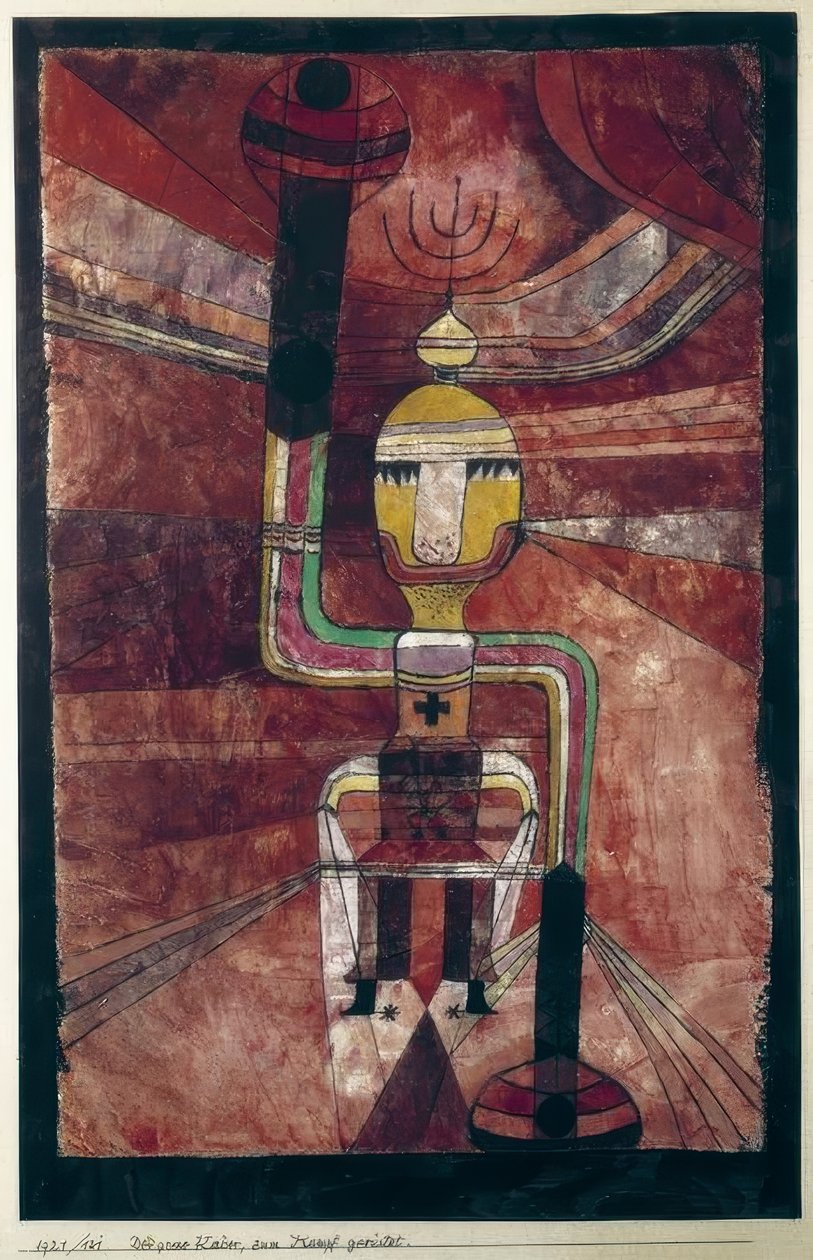 Den store keiseren, bevæpnet til kamp av Paul Klee