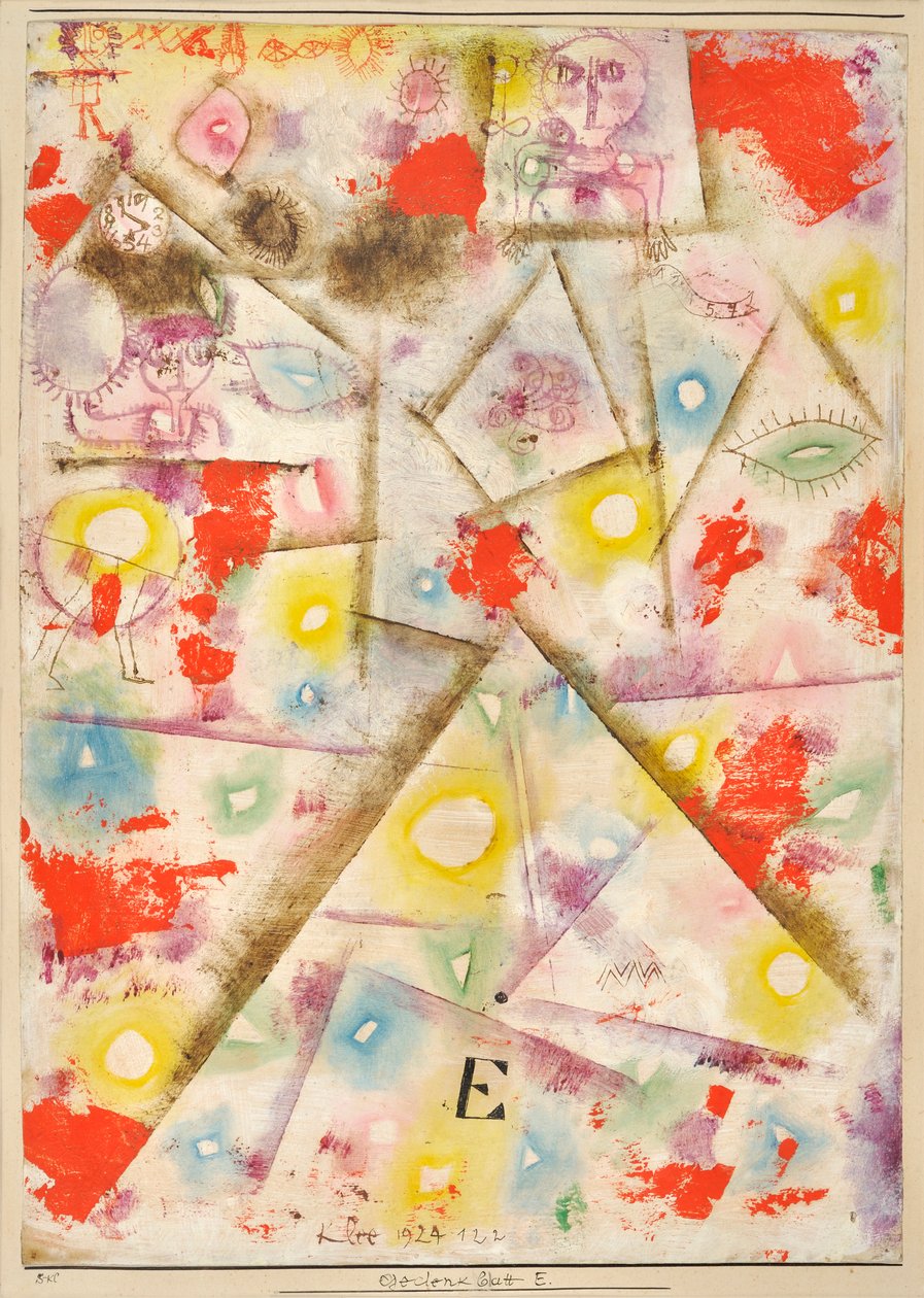 Minneark E Gedenkblatt E, 1924. av Paul Klee