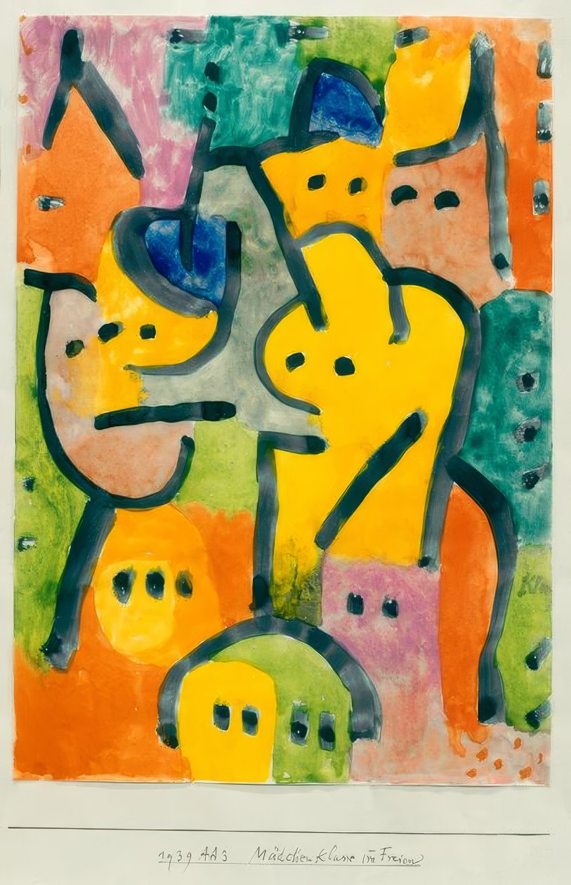 Jenteklasse utendørs av Paul Klee