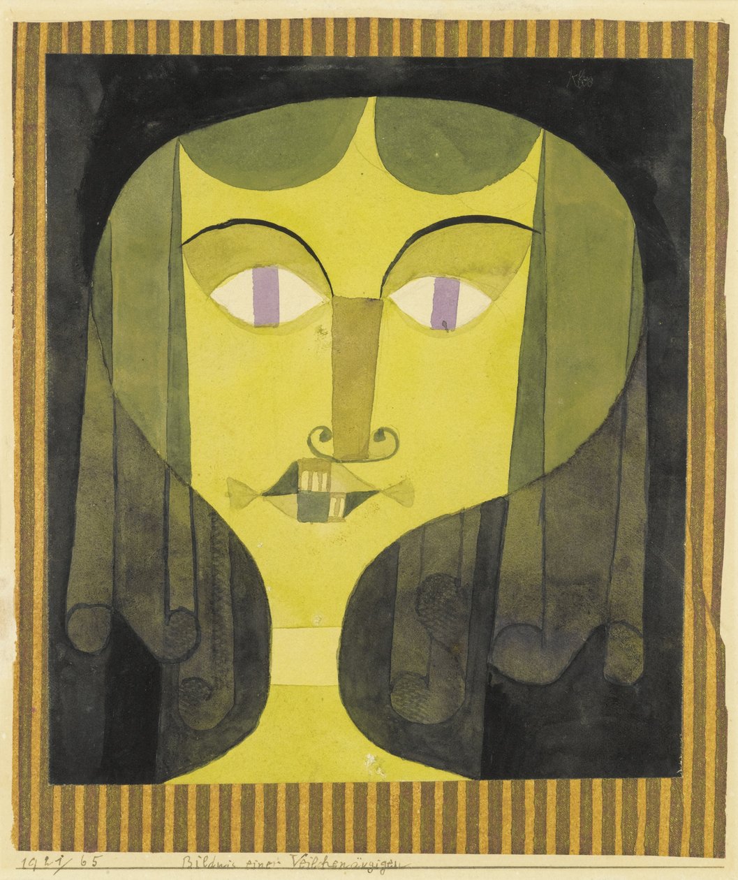 Portrett av en fiolettøyd kvinne av Paul Klee