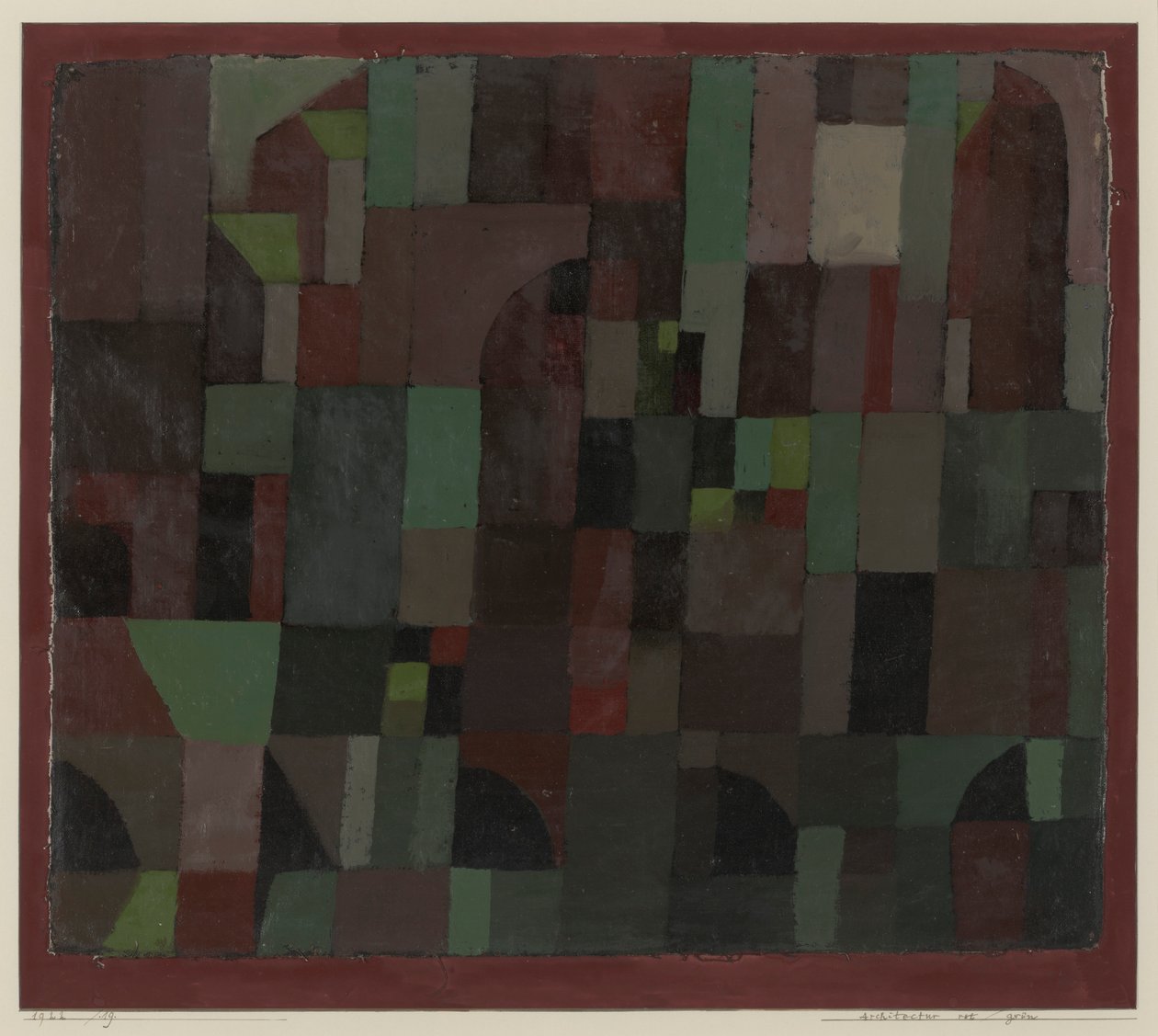 Rød/grønn arkitektur (gul/fiolett gradering) av Paul Klee