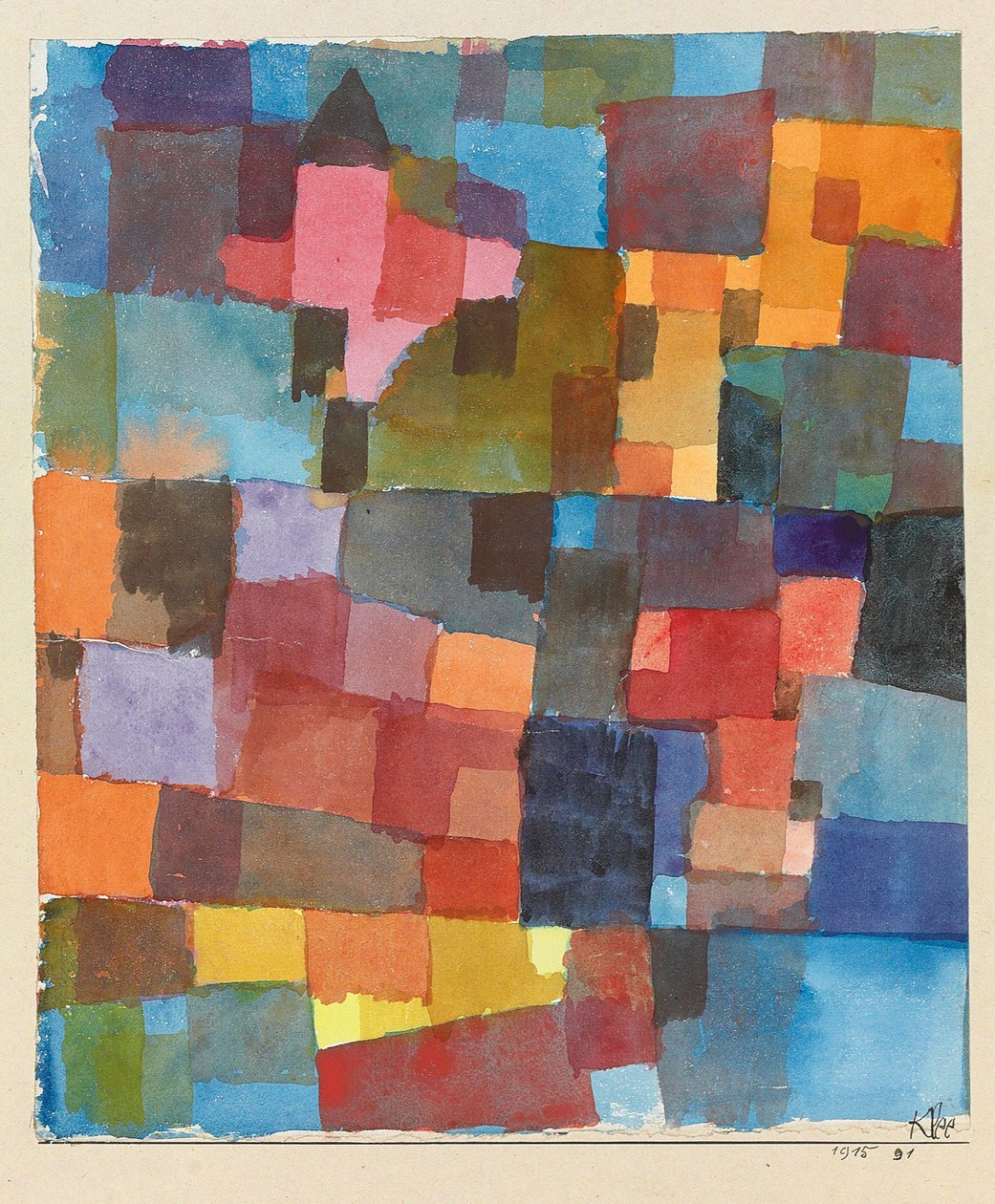 Romarkitektur på kald-varm, 1915. av Paul Klee
