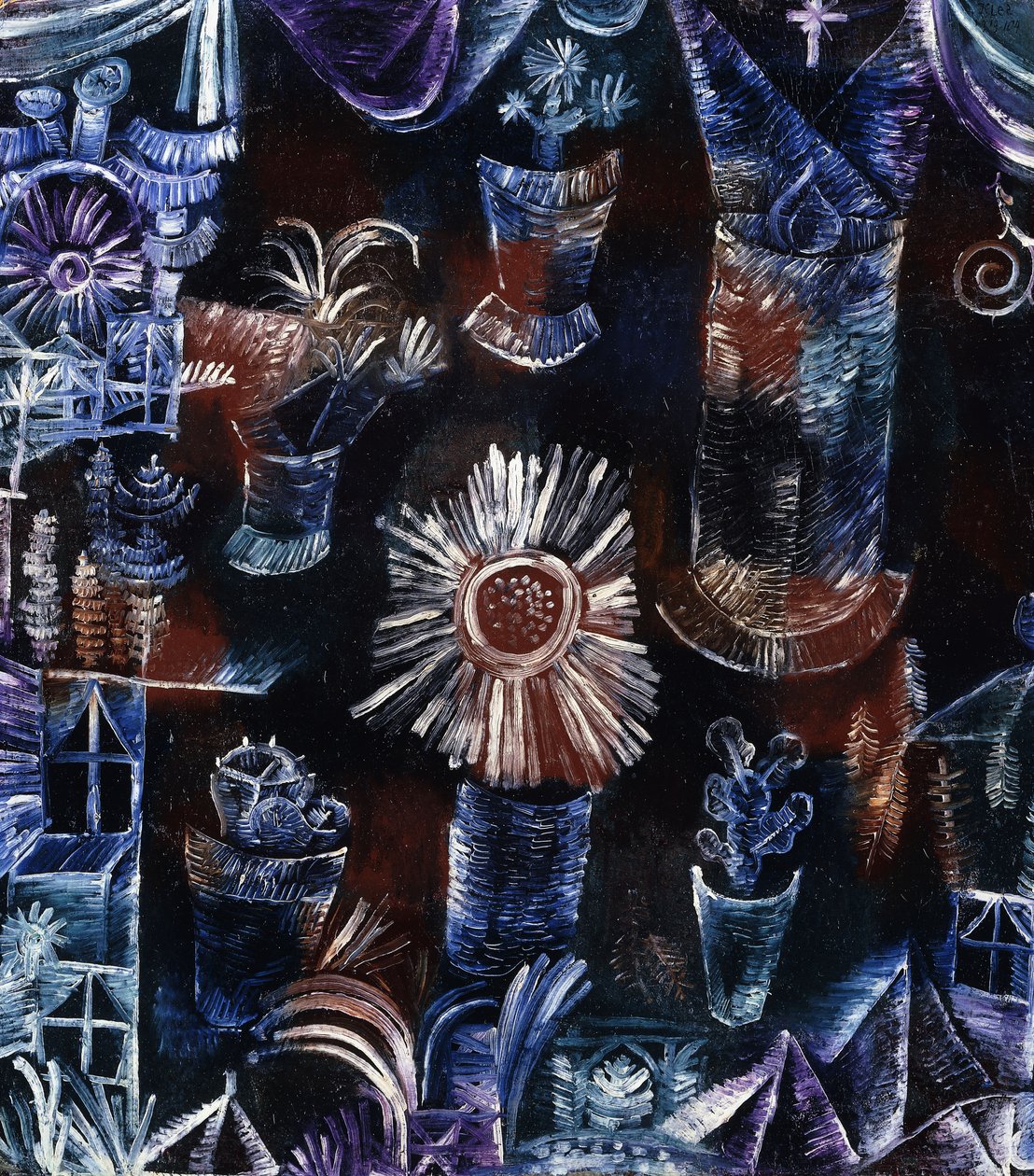 Stilleben med tistel; Stilleben med tistelblomsten av Paul Klee