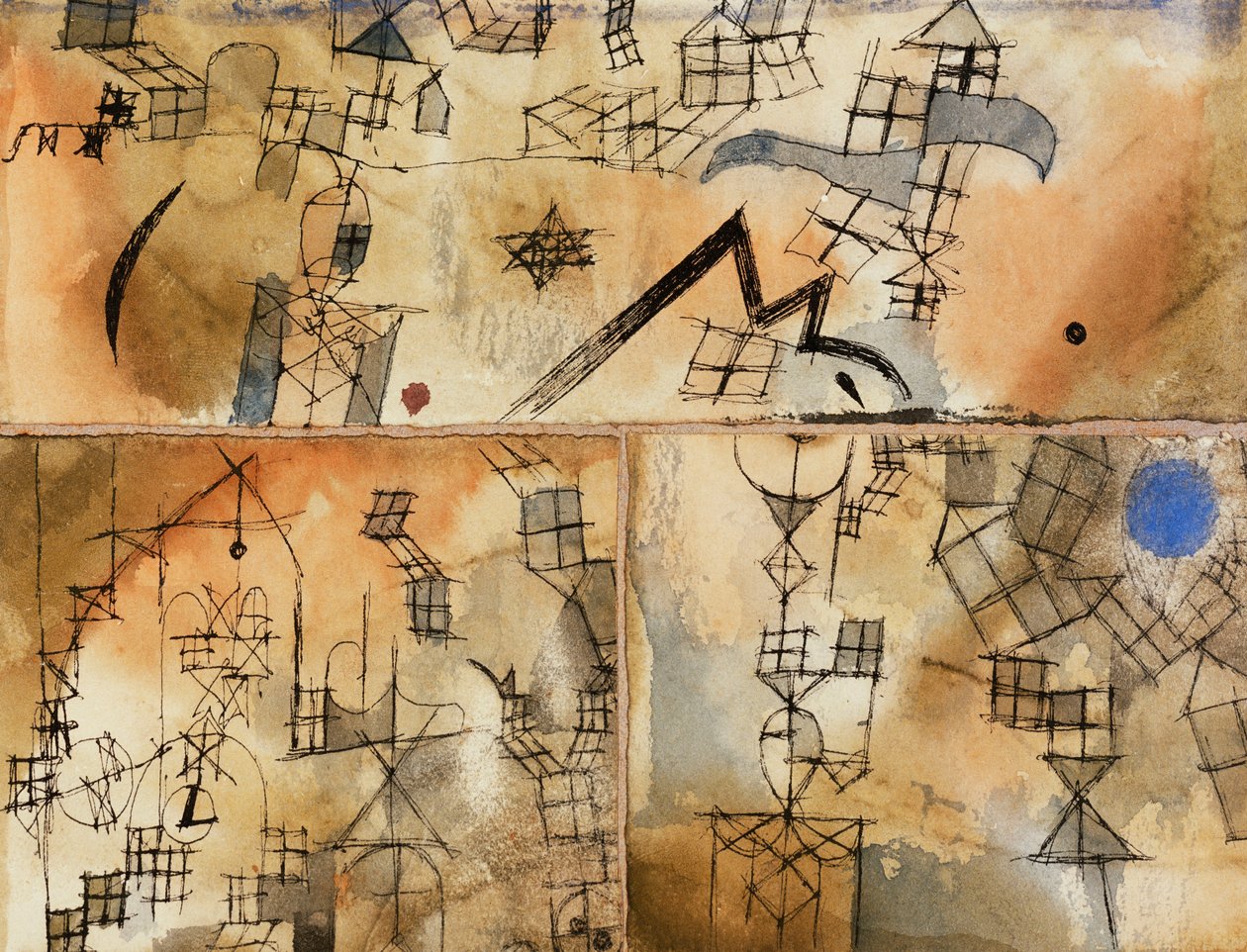 tredelt sammensetning; Tredelt komposisjon av Paul Klee
