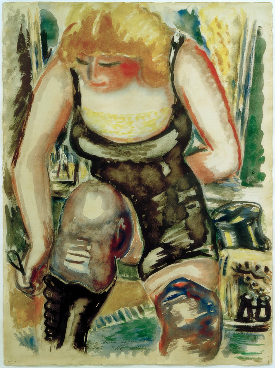 Blond dame med skoknapper av Paul Kleinschmidt