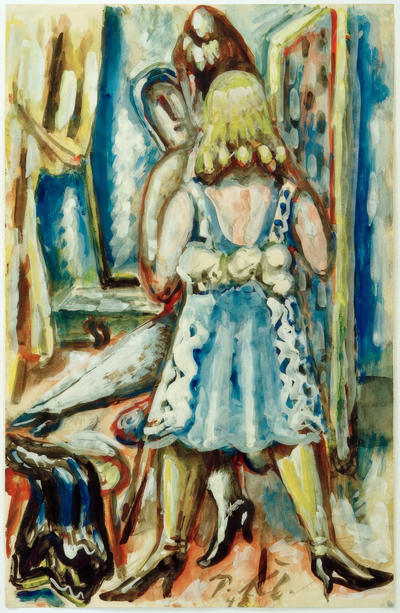 Kvinne med hushjelp av Paul Kleinschmidt