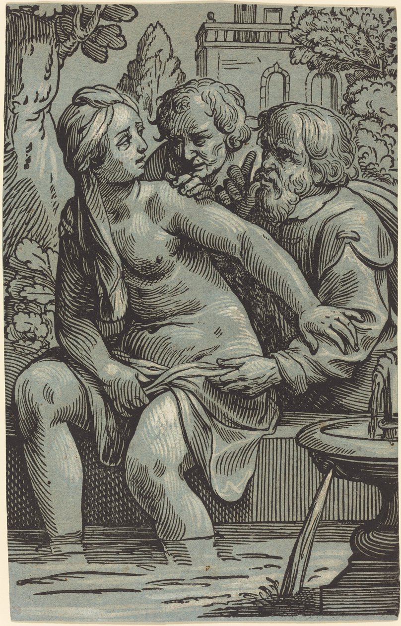 Susanna og de eldste av Paul Maupin, after Jacques Stella