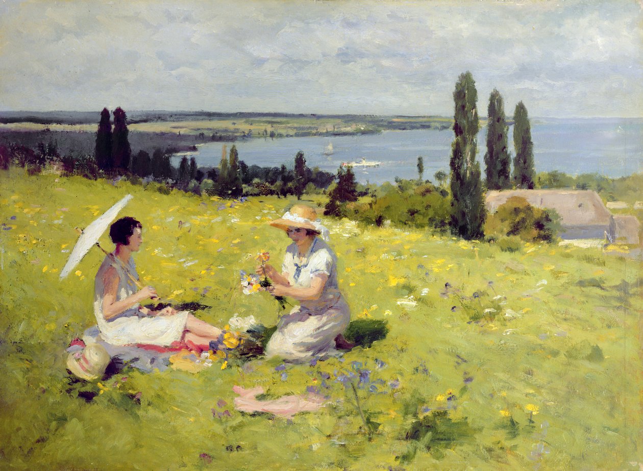 Plukke blomster (olje på lerret) av Paul Michel Dupuy