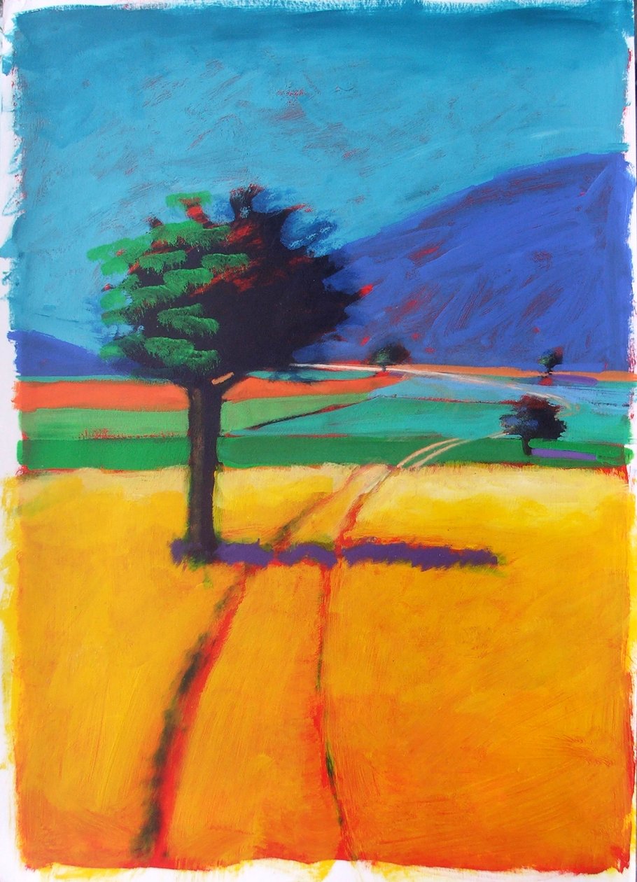 Blue Hill (akryl på kort) av Paul Powis