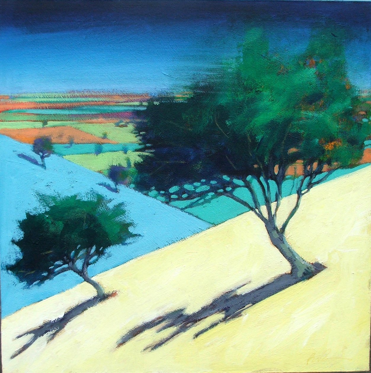 Hillside (akryl på kort) av Paul Powis