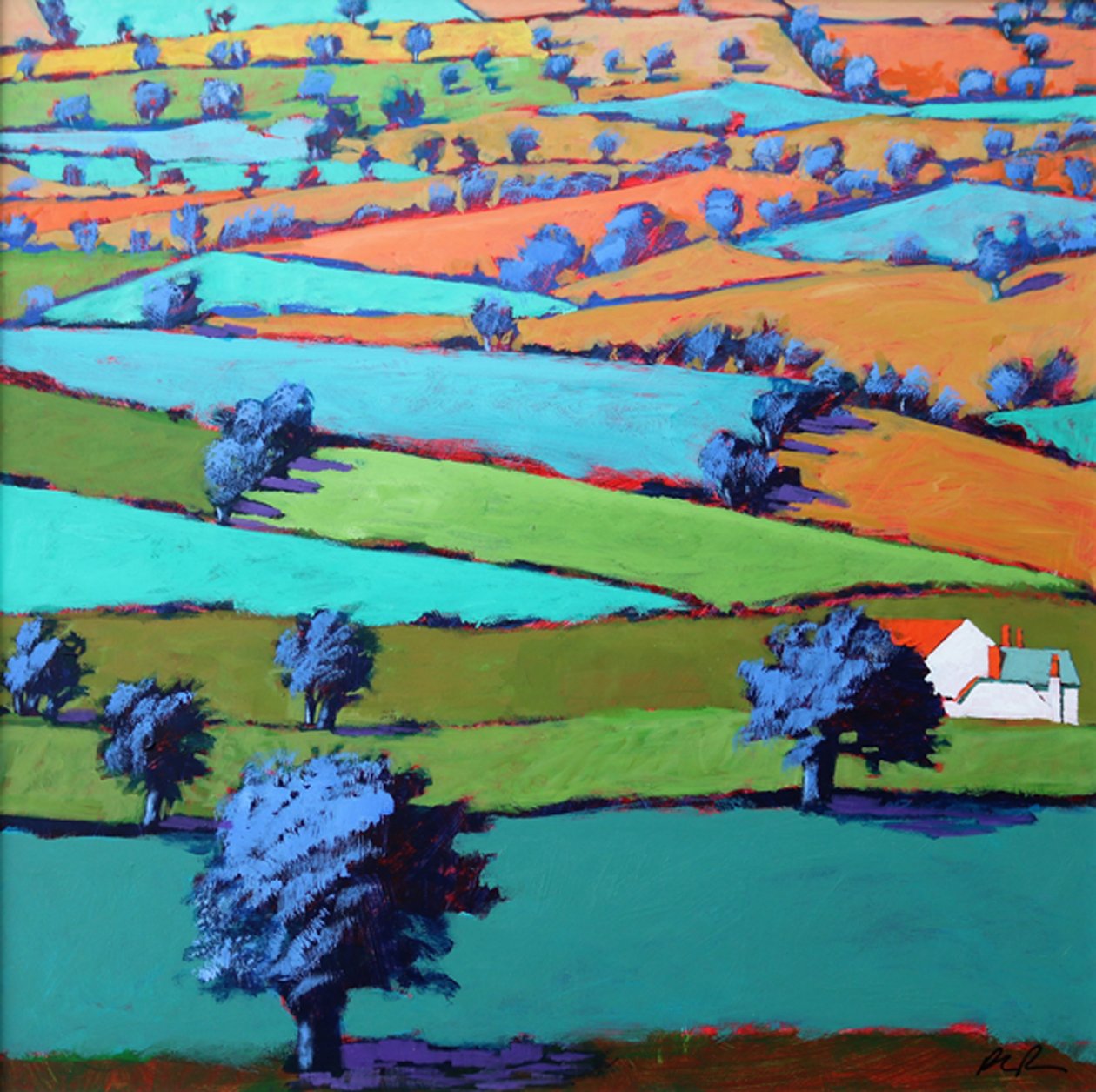 Nær Sidmouth (akryl om bord) av Paul Powis