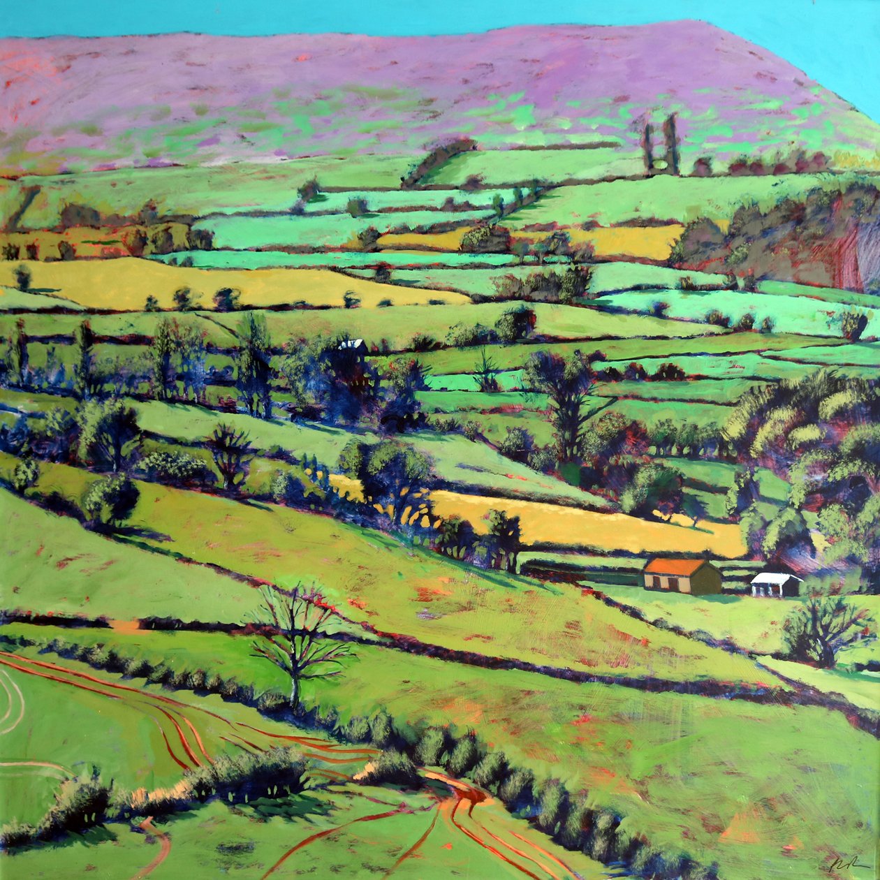 Pentre, 2019 (akryl om bord) av Paul Powis