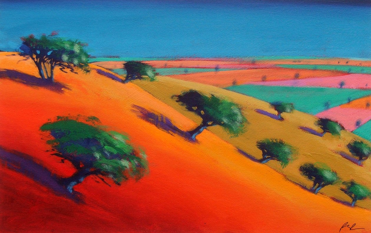 Ragged Stone Hill (akryl på lerret) av Paul Powis