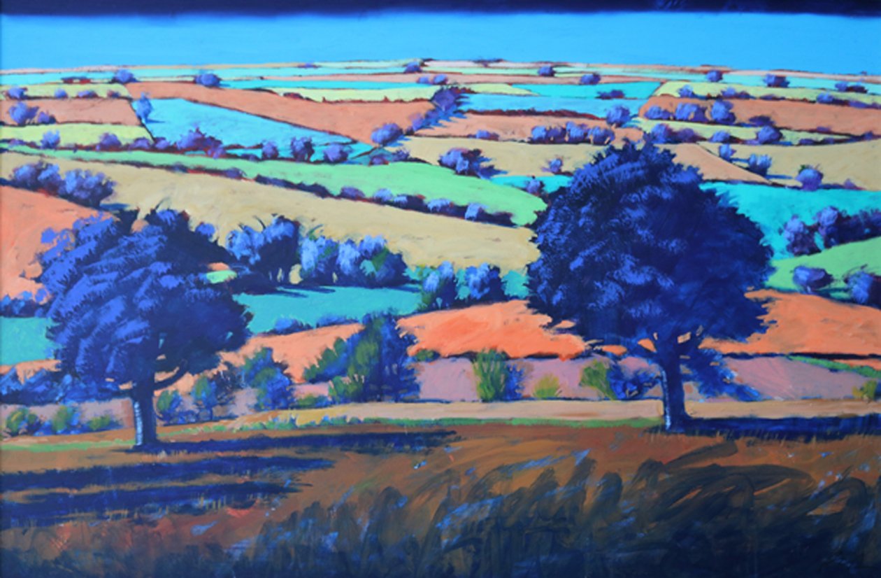 Teme Valley høst (akryl om bord) av Paul Powis