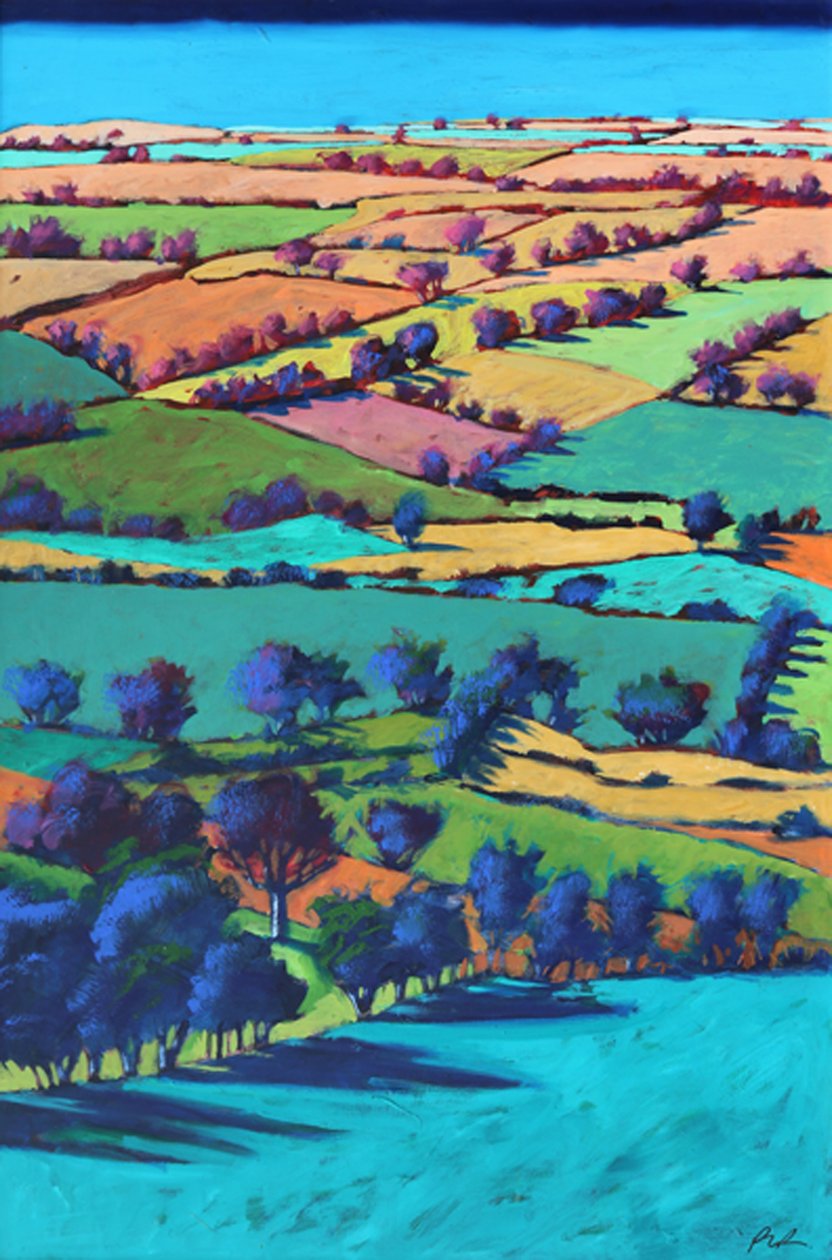 Teme Valley sommer I (akryl om bord) av Paul Powis