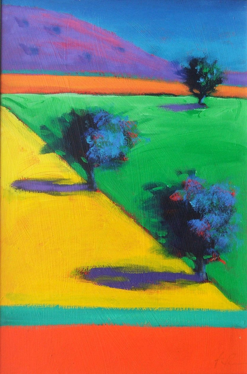 Yellow Field (akryl om bord) av Paul Powis