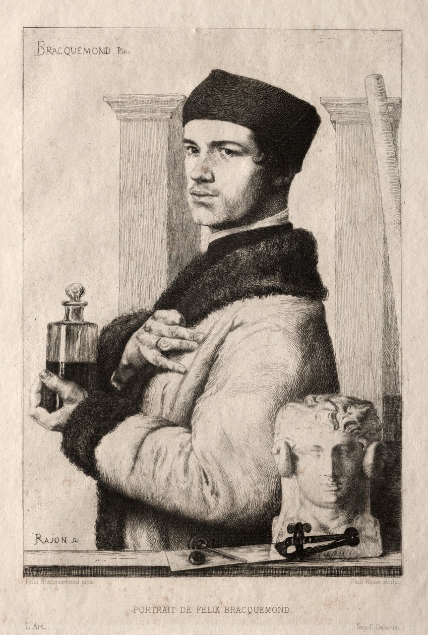 Portrett av Félix Bracquemond i 1852 av Paul Rajon