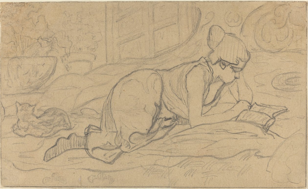Studie for "The Lying Reader" av Paul Elie Ranson