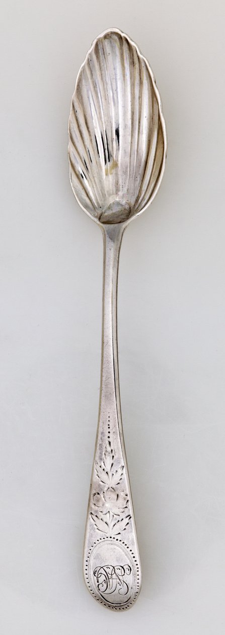 Riflet teskje, ca. 1785 (sølv) av Paul Revere
