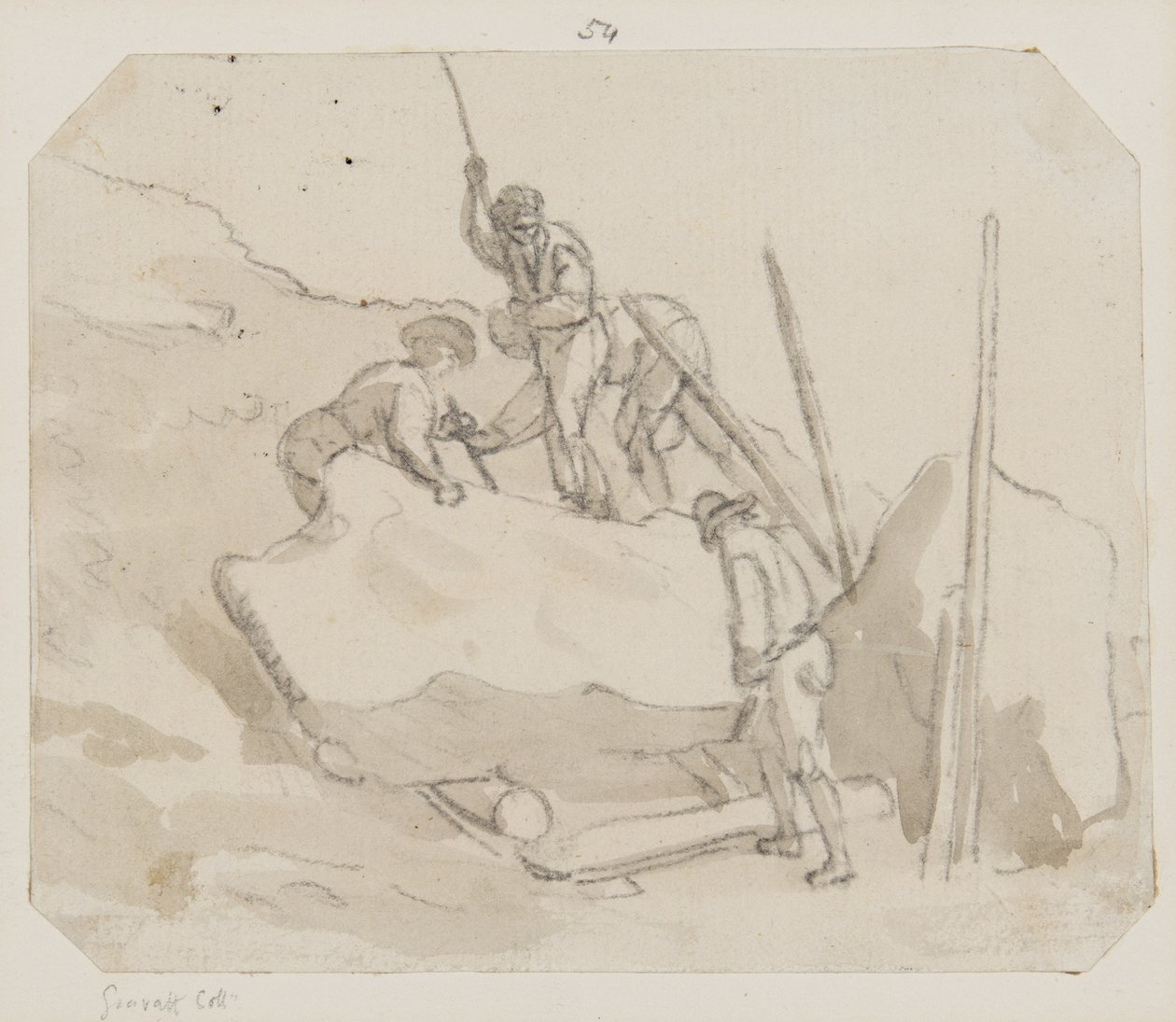 Quarrymen (blyant, pensel og grå vask på papir) av Paul Sandby