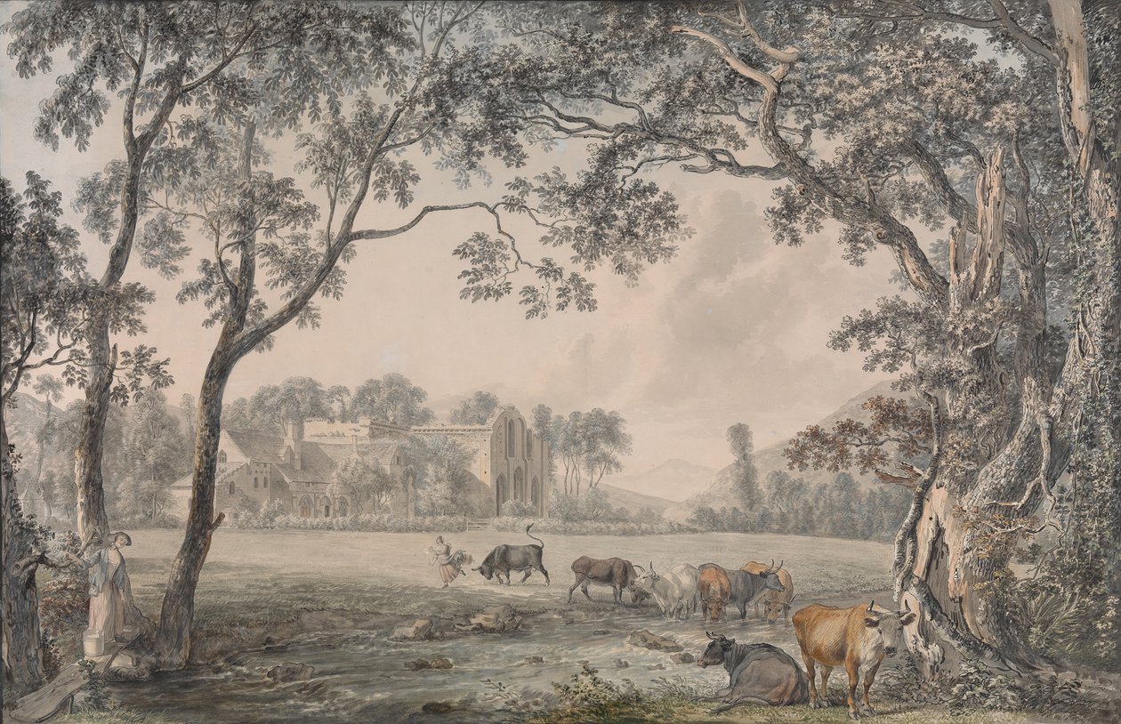 Valley Cross Abbey, Denbighshire, 1770-79. av Paul Sandby