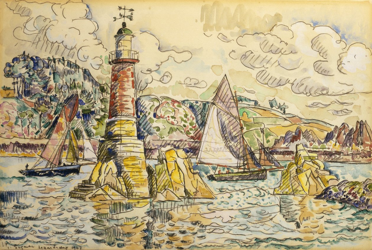 Fyret i Lezardrieux, 1927 av Paul Signac