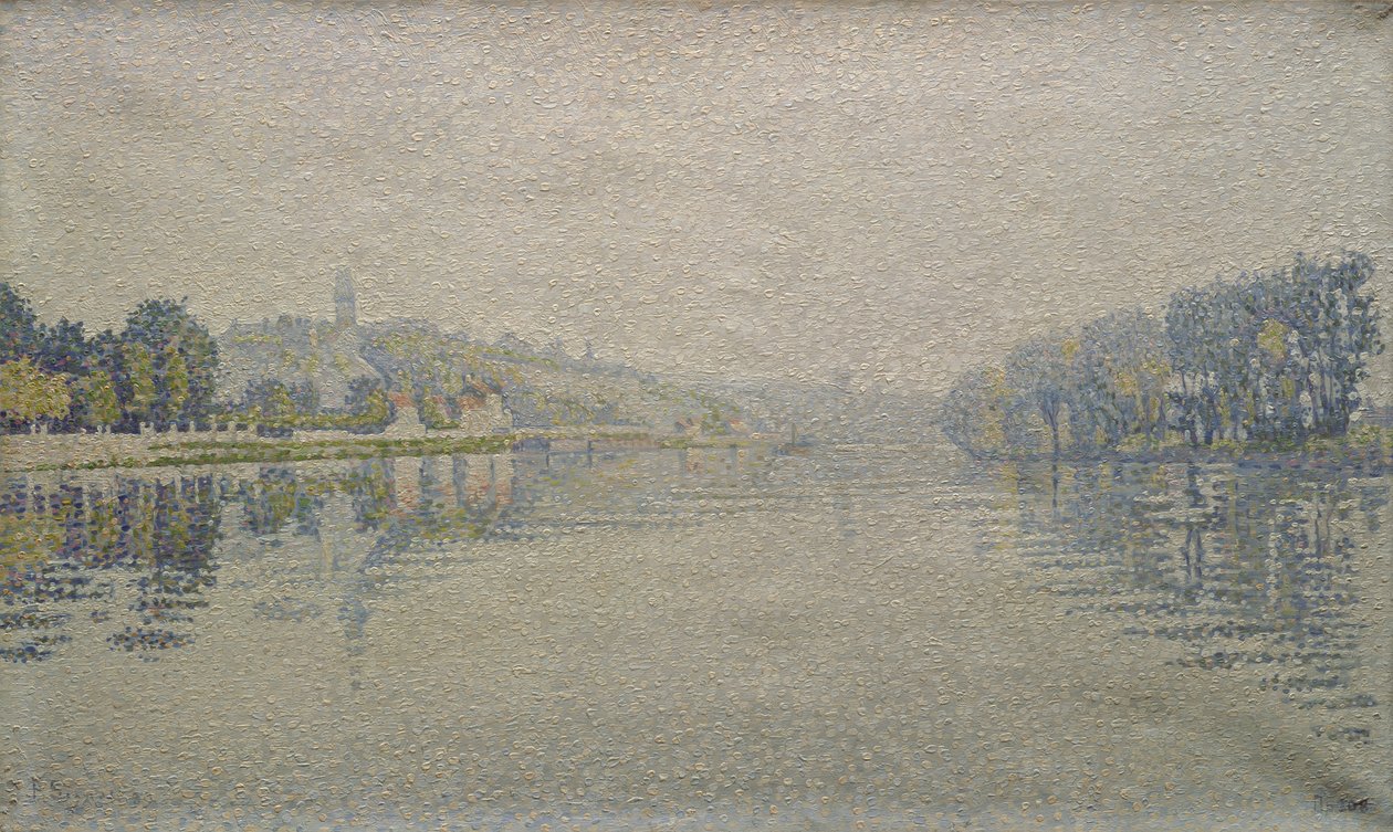 Utsikt over Seinen ved Herblay, 1889 av Paul Signac