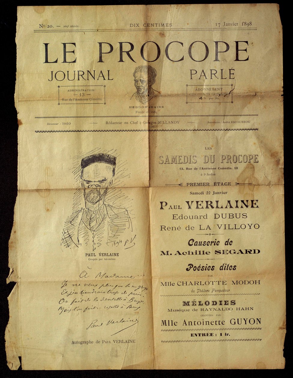 Journal du Procope, parisisk kafé av Paul Verlaine