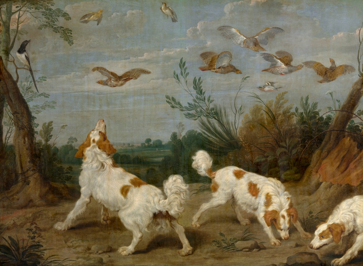 Partridge Hunt (olje på lerret) av Paul De Vos