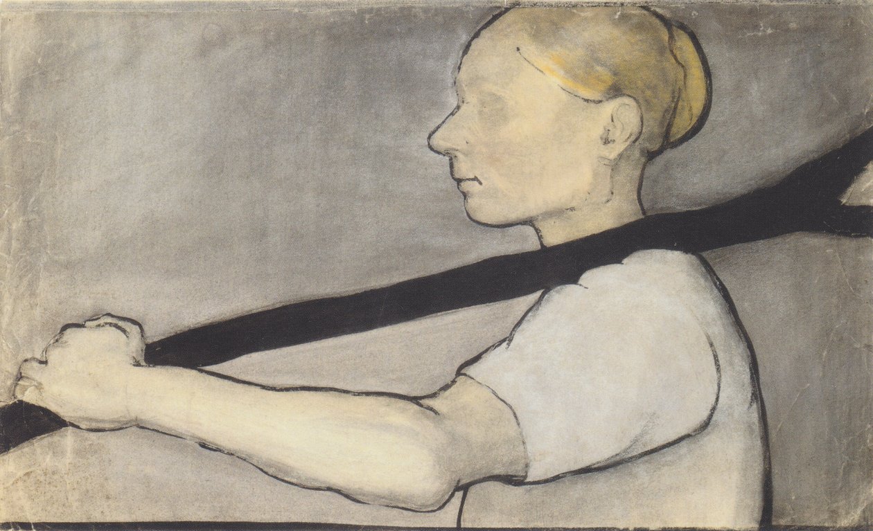 Bondens kone, bærer en gaffel av en gren av Paula Modersohn Becker