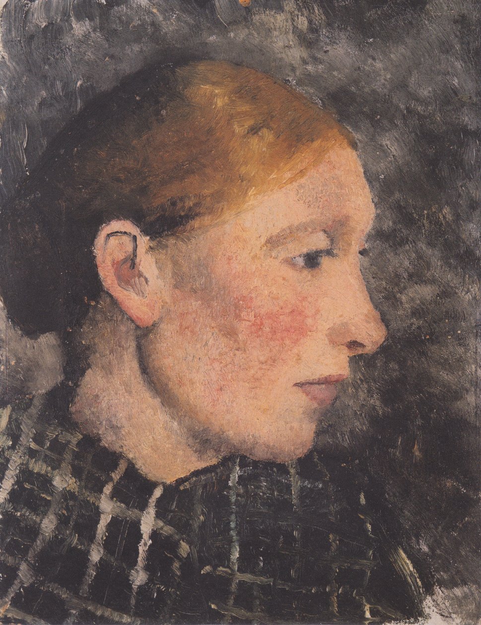 Leder for en bondekvinne i profil til høyre av Paula Modersohn Becker