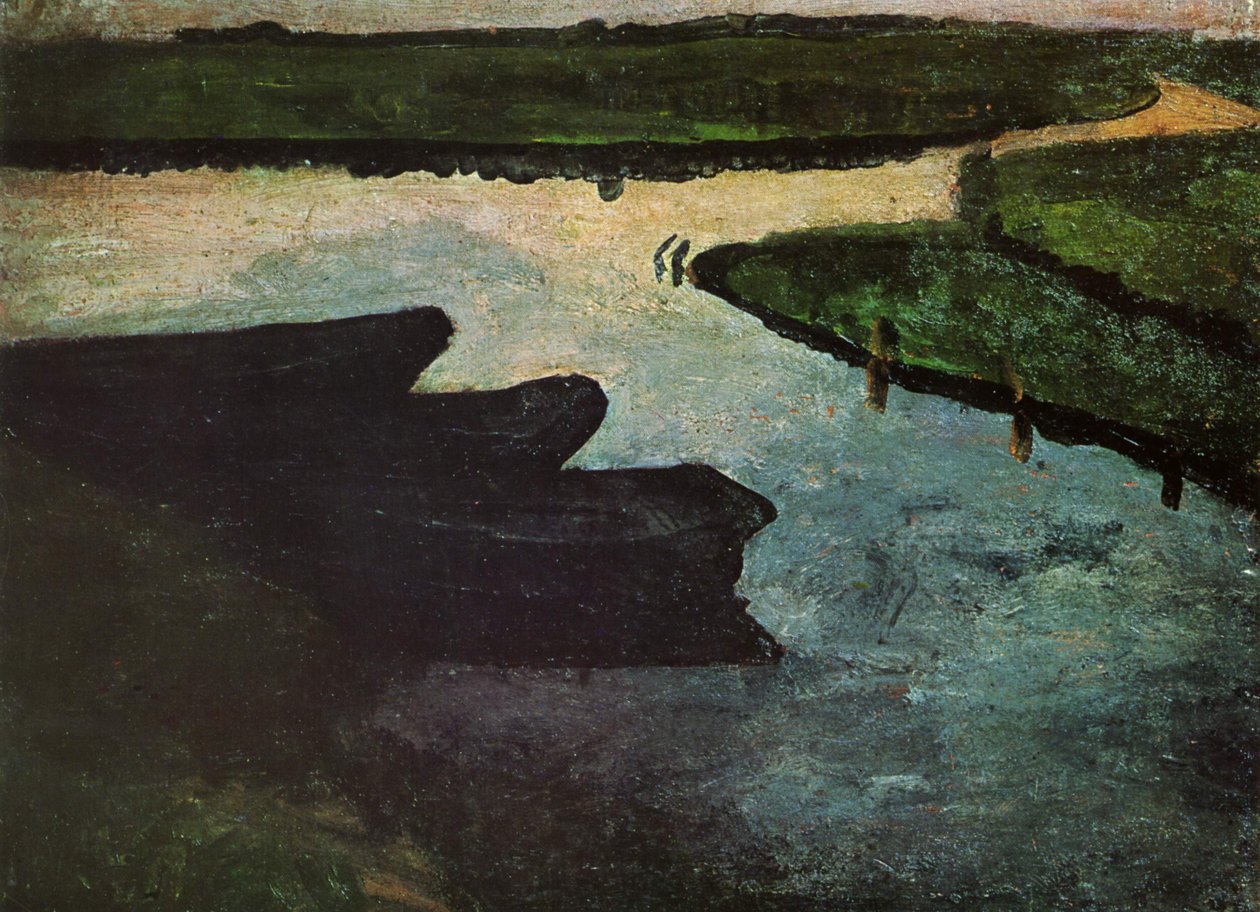 Myrkanal med torvprammer av Paula Modersohn Becker