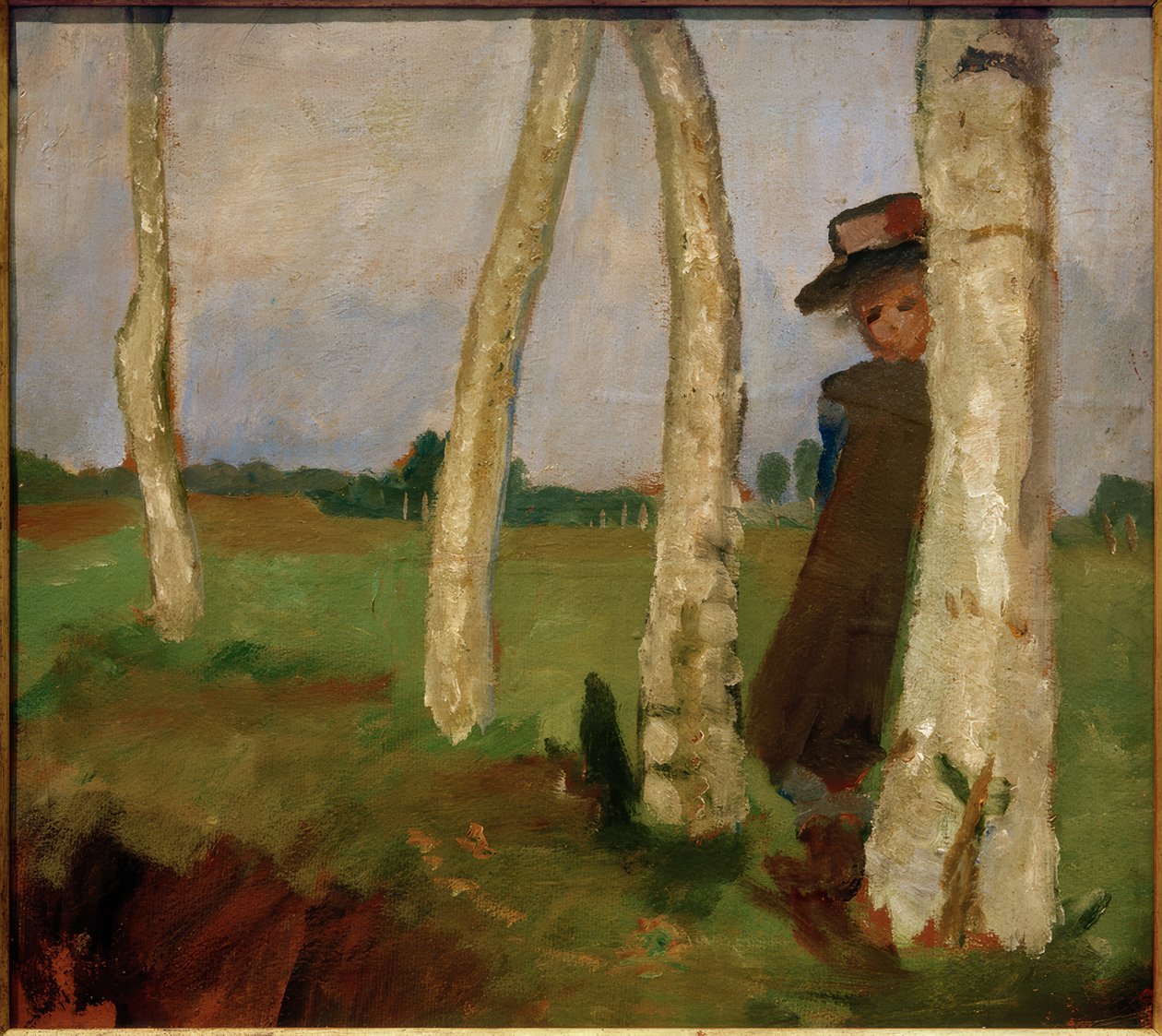 Jente i hatt mellom bjørkestammer av Paula Modersohn Becker