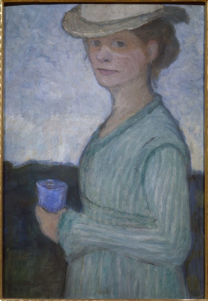 Selvportrett med blått glass av Paula Modersohn Becker